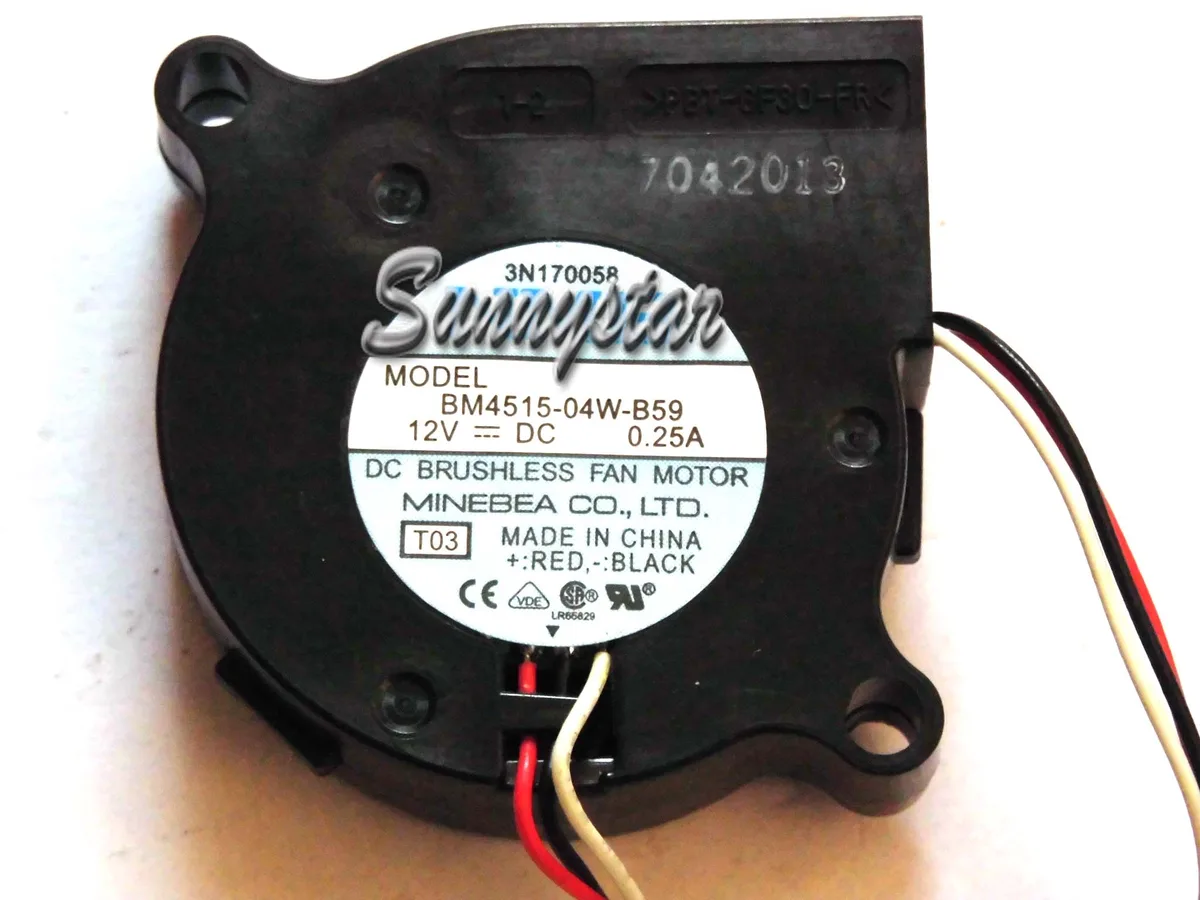 Black 45mm square blower fan with 3-pin connector