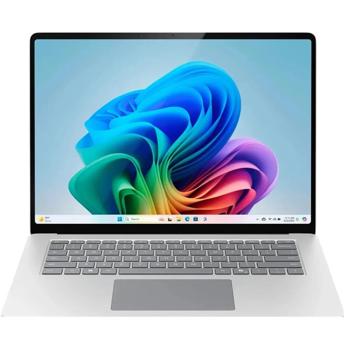 Silver 15-inch touchscreen laptop with slim metal chassis