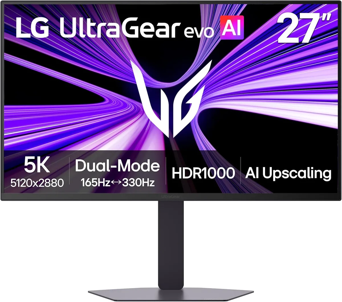 Black 27-inch gaming monitor with thin three-sided bezel and Mini LED IPS panel