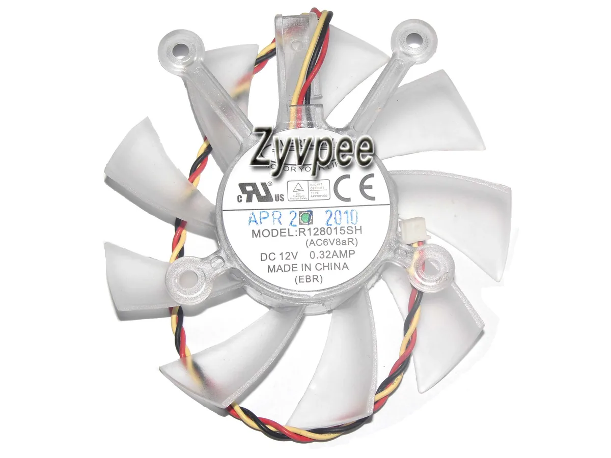 Transparent frameless CPU fan 75mm diameter 43mm hole spacing 12V .32A 3-pin