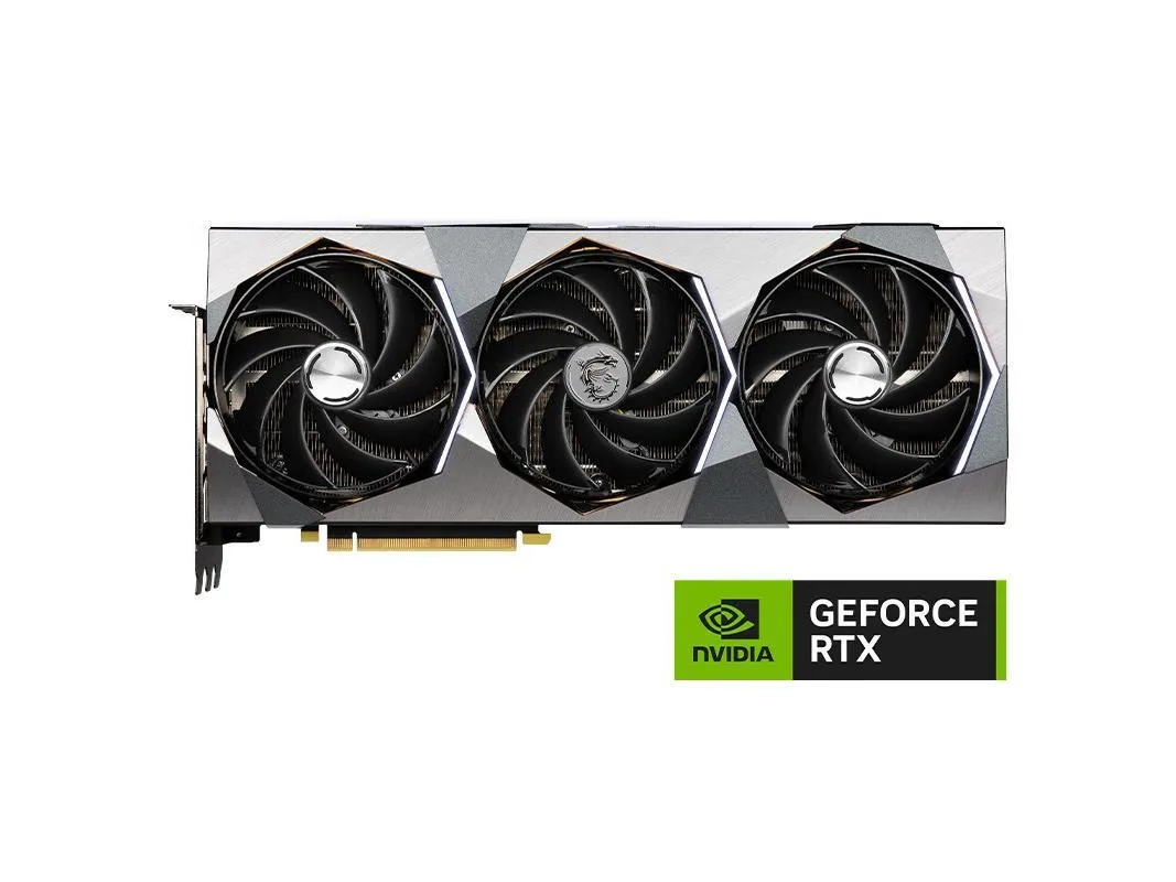 MSI GeForce RTX 4070 Ti SUPRIM X 12GB graphics card, triple-fan cooler with brushed metal finish