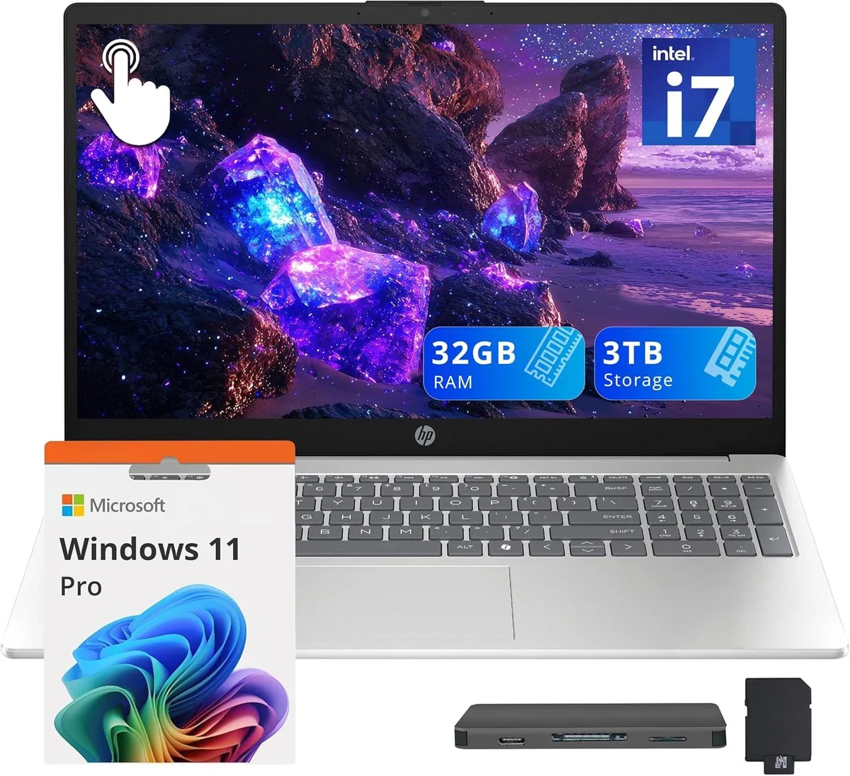 HP HP 15.6" FHD Touchscreen Business Laptop i7-1355U 32GB 2TB SSD + 1TB Docking Station Silver — foto produk