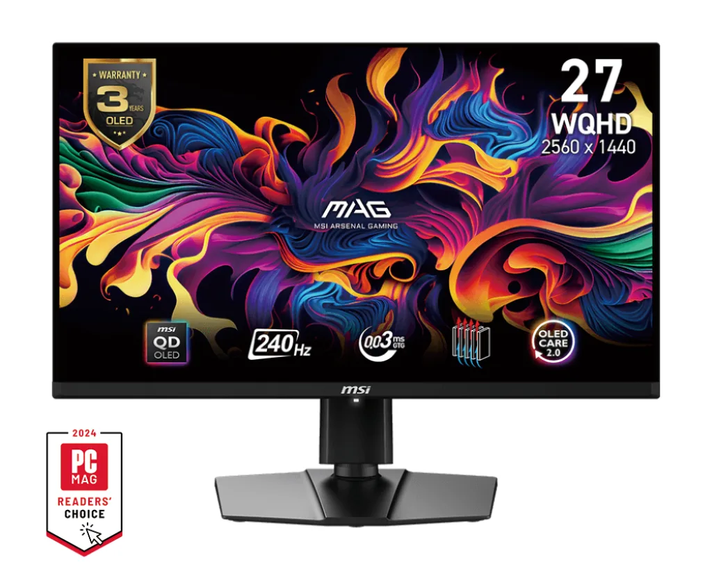 MSI MSI MAG 271QPX QD-OLED E2 27" 240Hz 0.03ms GTG QD-OLED FreeSync Premium Pro HDR True Black 400 HDMI 2.1 — product photo