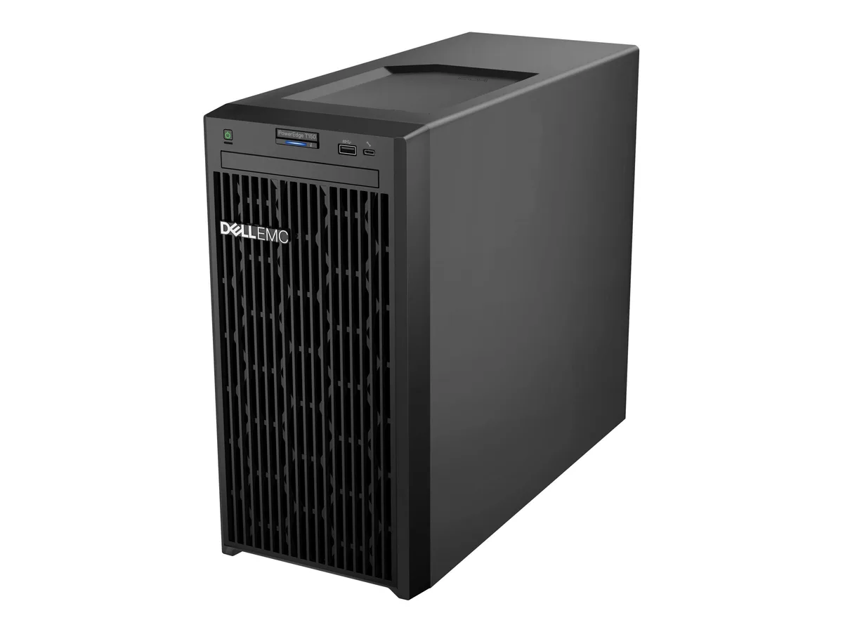 Dell PowerEdge T150 tower server, matte black chassis with front drive bays