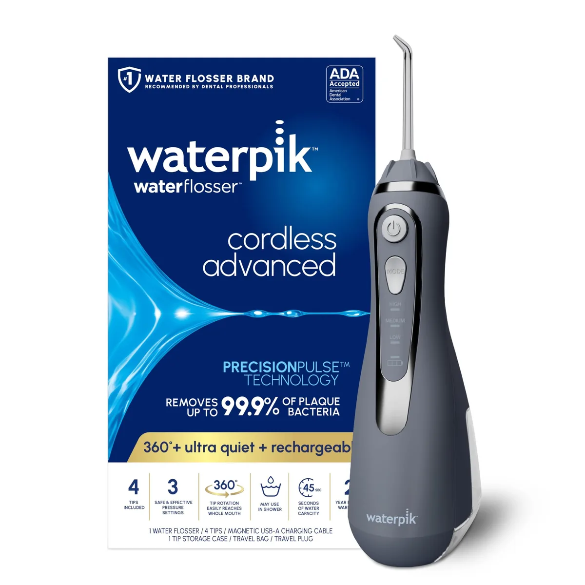  Waterpik Cordless Advanced 2.0 Water Flosser Gray — product photo
