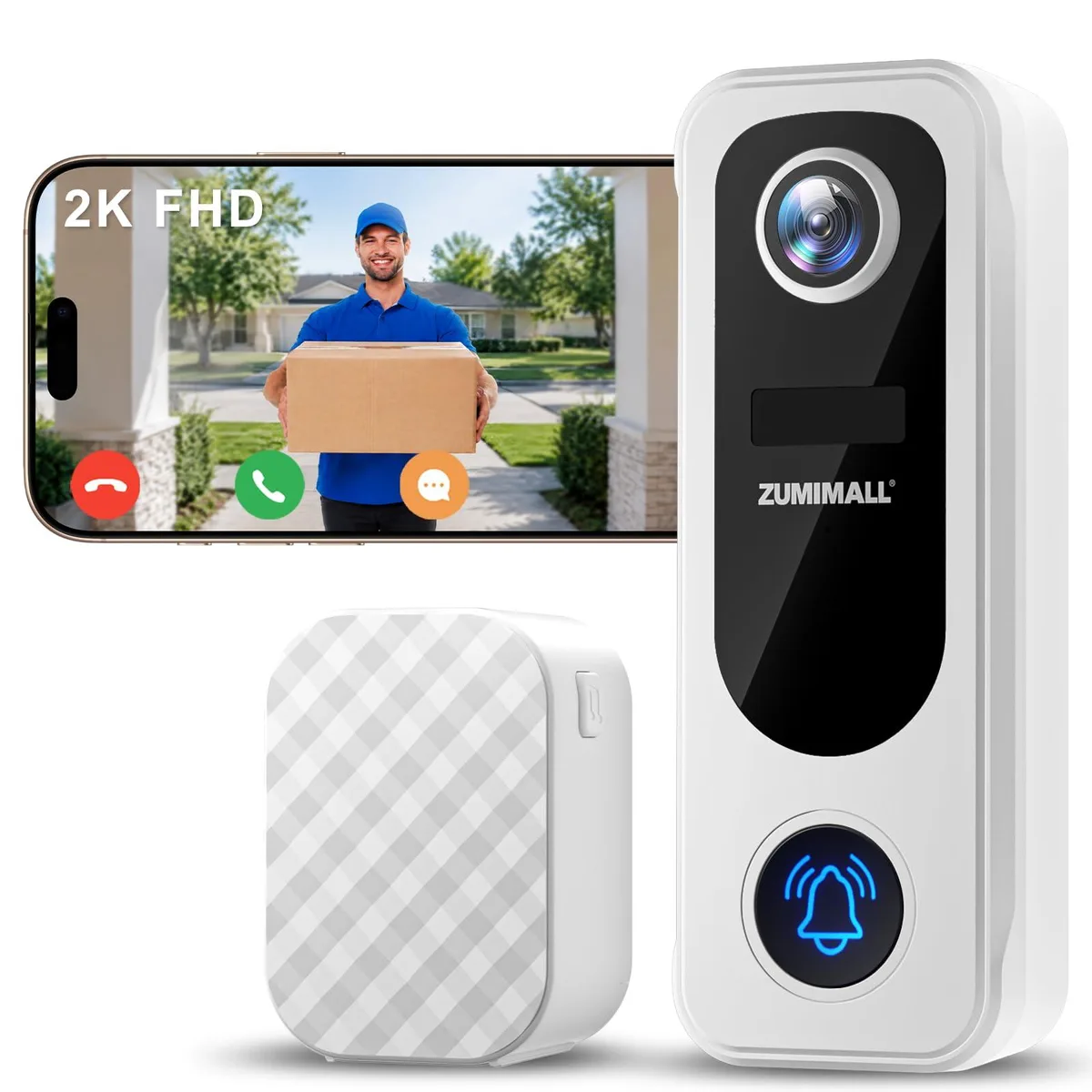 Clover P1 2K Wireless Surveillance Doorbell with Chime — fotografie produktu