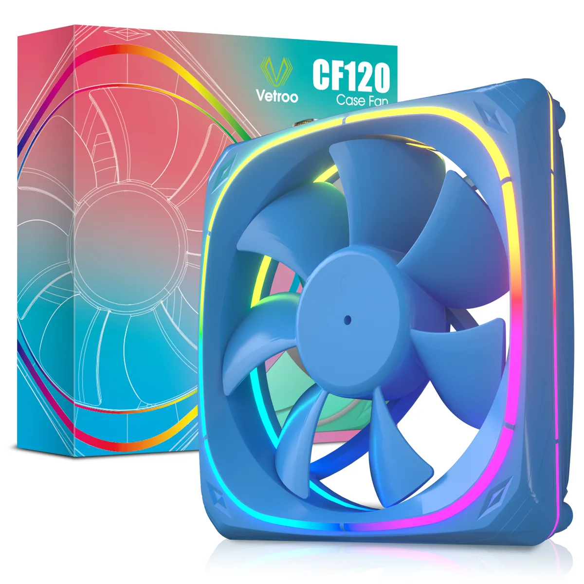 Vetroo Vetroo CF120 120mm case fan 1300 RPM 48.1 CFM ARGB blue — foto del producto