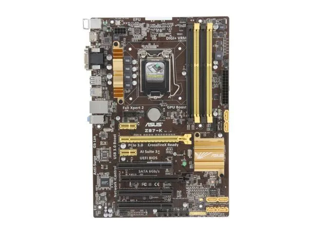 Green ATX motherboard with silver CPU socket and four black memory slots
