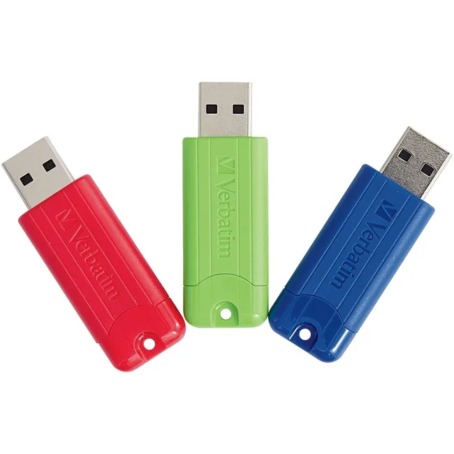 VERBATIM VERBATIM PinStripe USB 3.0 128GB 3pk Red Green Blue — product photo