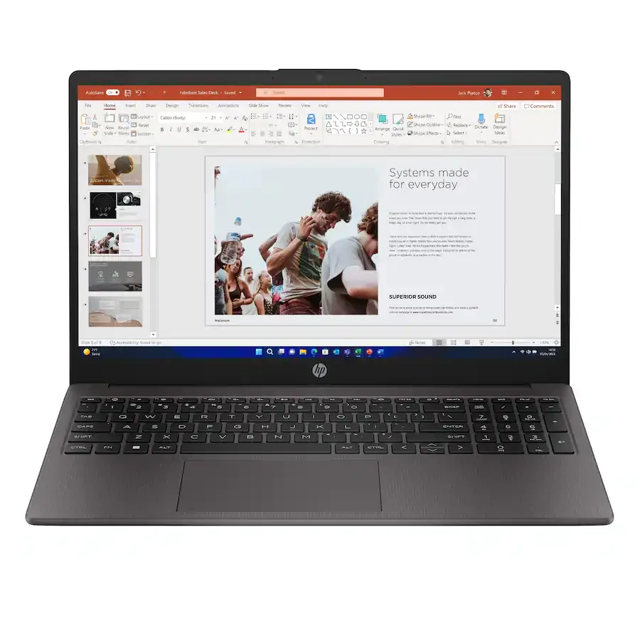 Black 15.6-inch HP 255 G10 laptop with non-touch FHD display