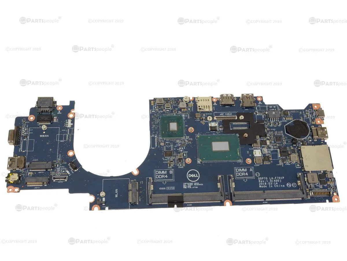 Green rectangular laptop motherboard with silver CPU socket and black components, part number 61FGF
