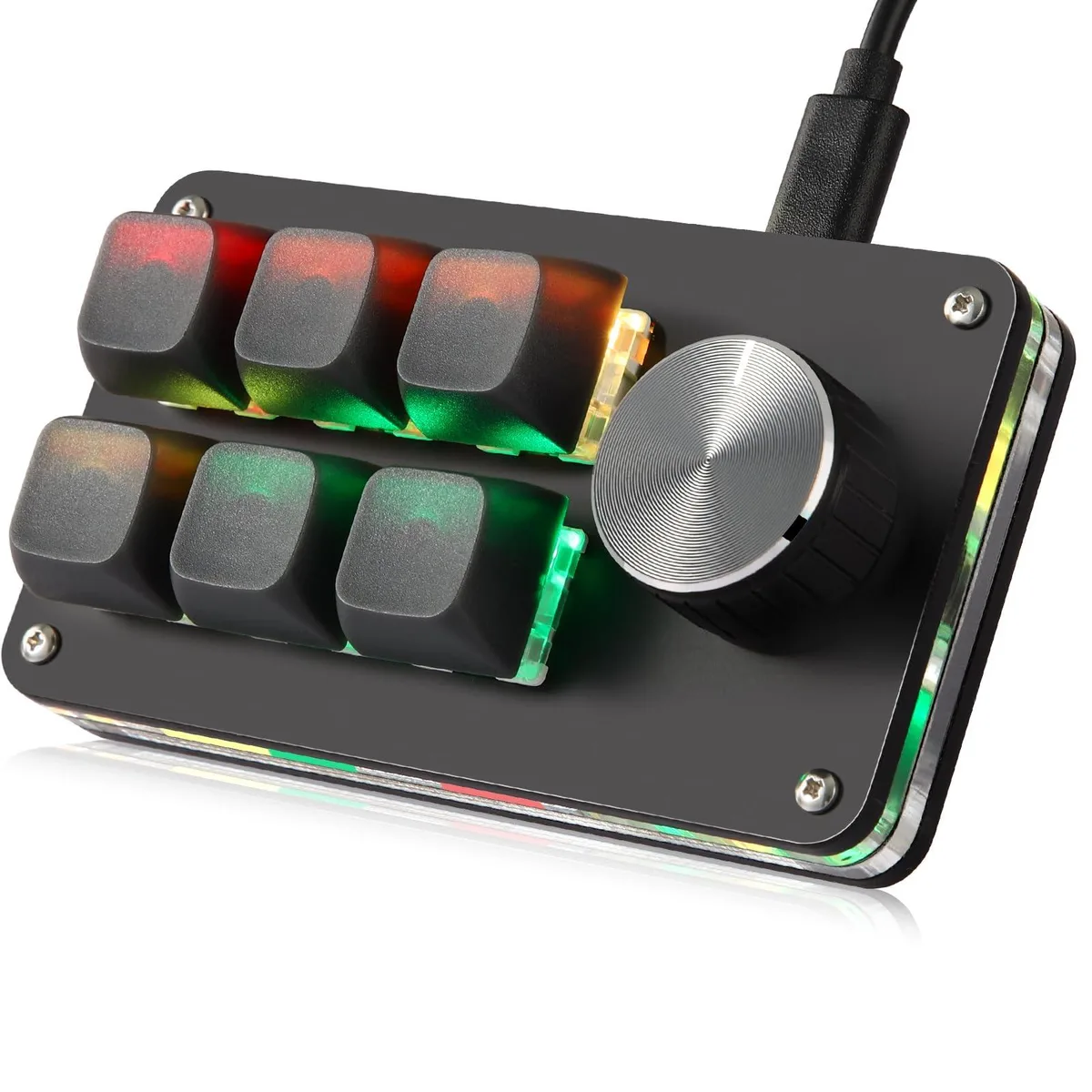 Koolertron Macro Programmable Keypad 6 Keys 1 Knob Blue Switch Hot Swappable RGB Black — φωτογραφία προϊόντος