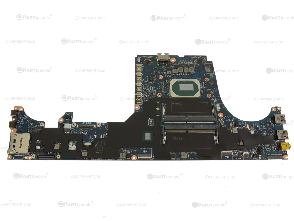 Green Dell Precision 7540 laptop motherboard with i7-9850H 2.6GHz CPU