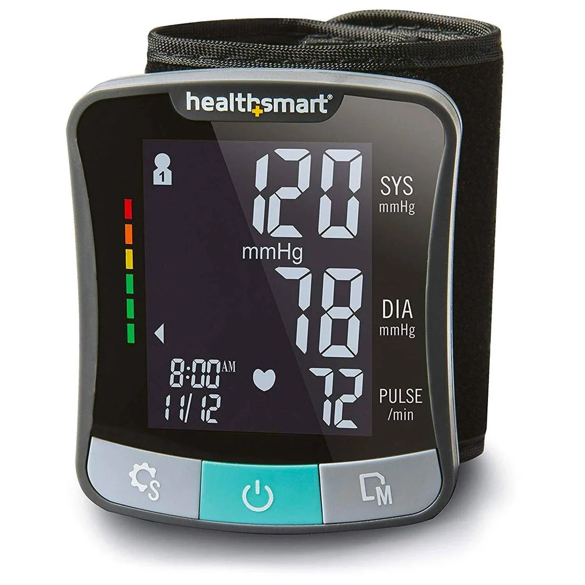 HealthSmart 04-820-001 wrist blood pressure monitor 120 readings 2 users 5.3-8.5" cuff — product photo
