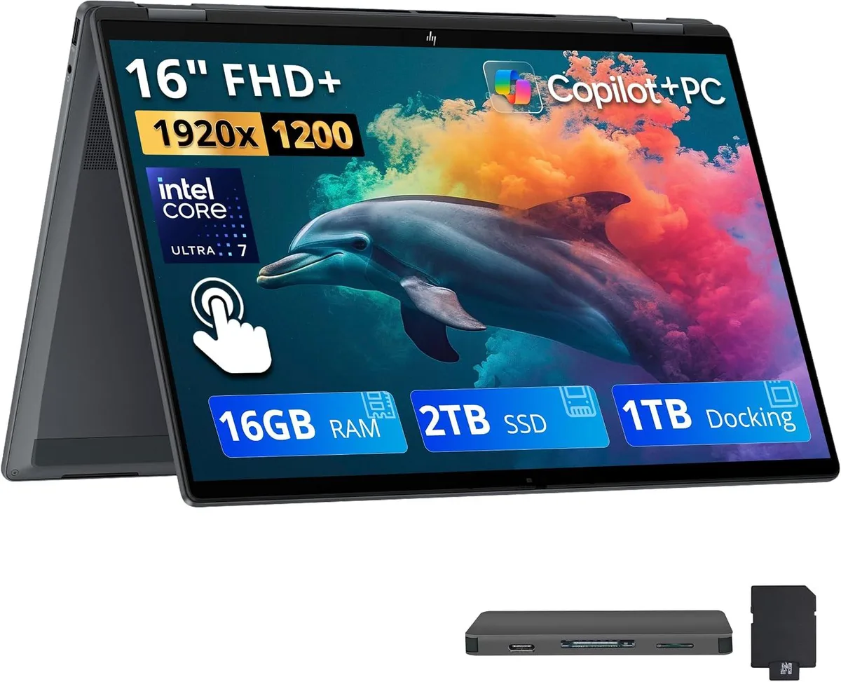 HP HP OmniBook X Flip 16" 2-in-1 Laptop Core Ultra 7 256V 16GB 2TB Gray — 商品照片