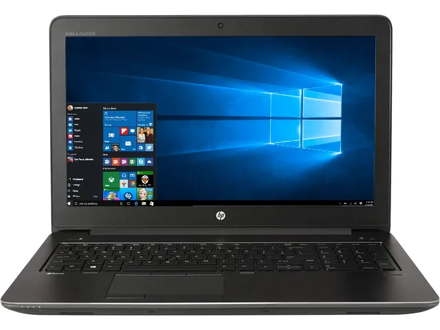 Gray HP ZBook 15 G3 workstation laptop showing Grade B wear with dents and scuffs