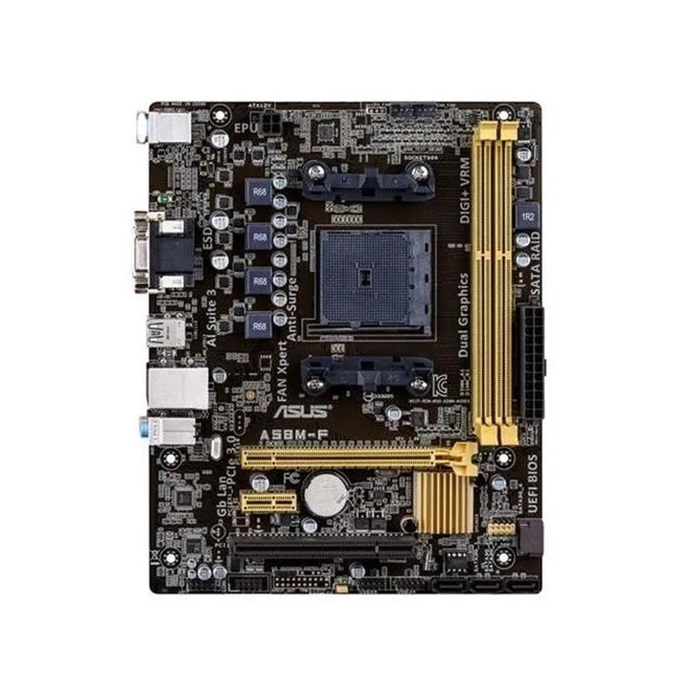Green micro-ATX board with black sockets and silver heatsinks