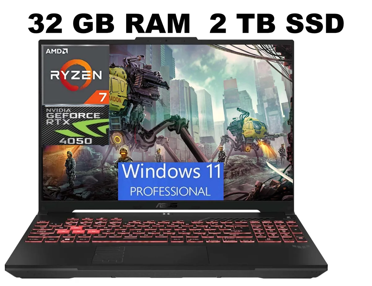 Black 16-inch gaming laptop with matte finish and backlit keyboard