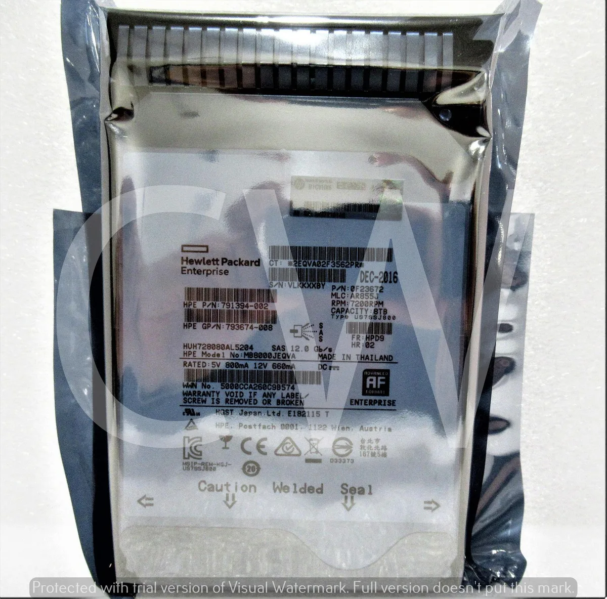 HPE HPE HUH728080AL5204 8TB 7.2K RPM 12Gbps 3.5" SAS internal hard drive — 商品写真