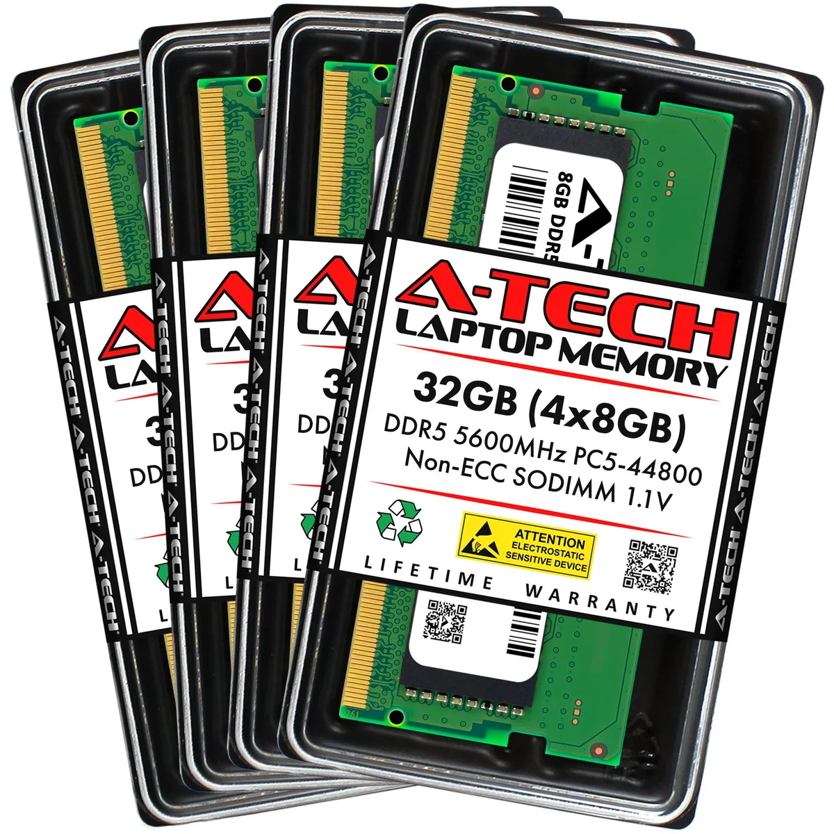 A-Tech A-Tech 32GB (4x8GB) DDR5 5600MHz SODIMM CL46 1.1V 262-Pin Laptop RAM Kit — product photo