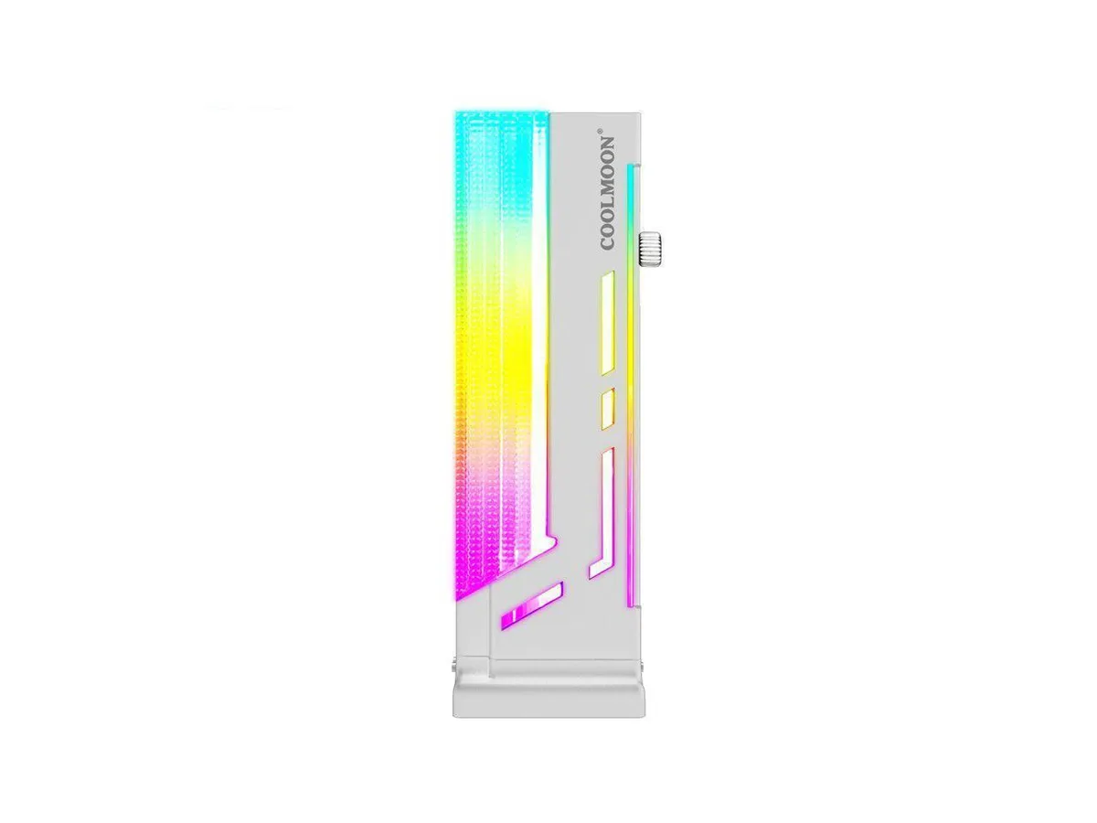 Corn Electronics Corn Electronics Coolmoon GPU Bracket Vertical 5V 3Pin ARGB White — product photo