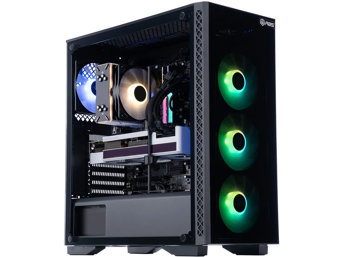 Mid-tower gaming PC in black Deepcool MATREXX 50 case with RGB lighting