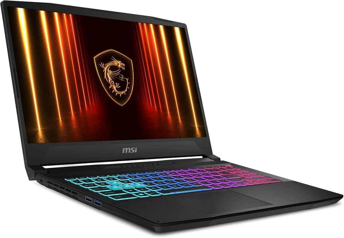 Black 15.6 inch gaming laptop with RGB backlit keyboard