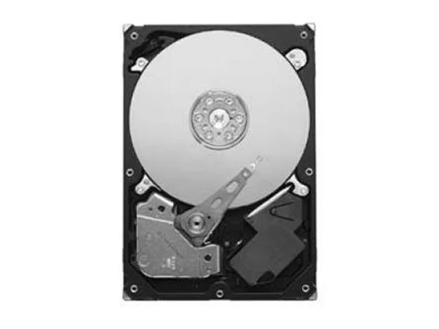 Silver 3.5 inch bare SATA hard drive with printed label