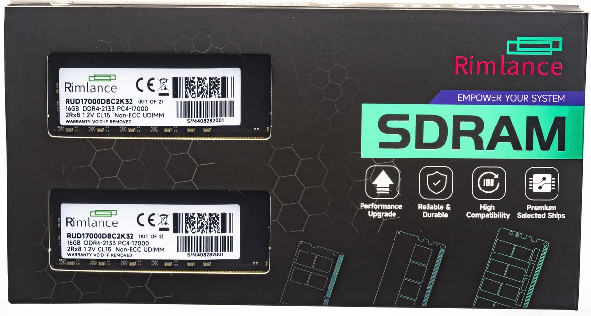 RIMLANCE RIMLANCE 32GB (2x16GB) DDR4 2133MHz CL15 2RX8 Desktop RAM — fotografia produktu