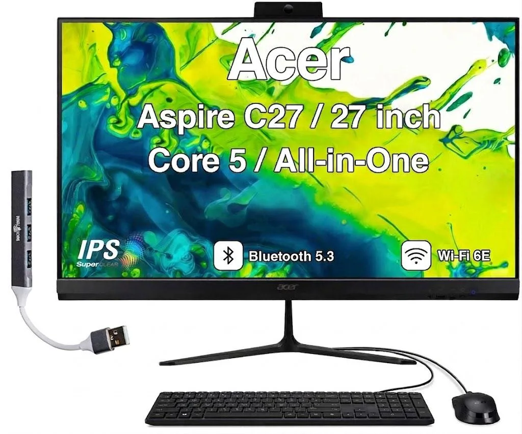 Acer America Acer Aspire C27 Professional All-in-One PC 27" IPS FHD 120Hz Core 5 120U 16GB DDR5 2TB PCIe SSD Win 11 Home — 商品写真