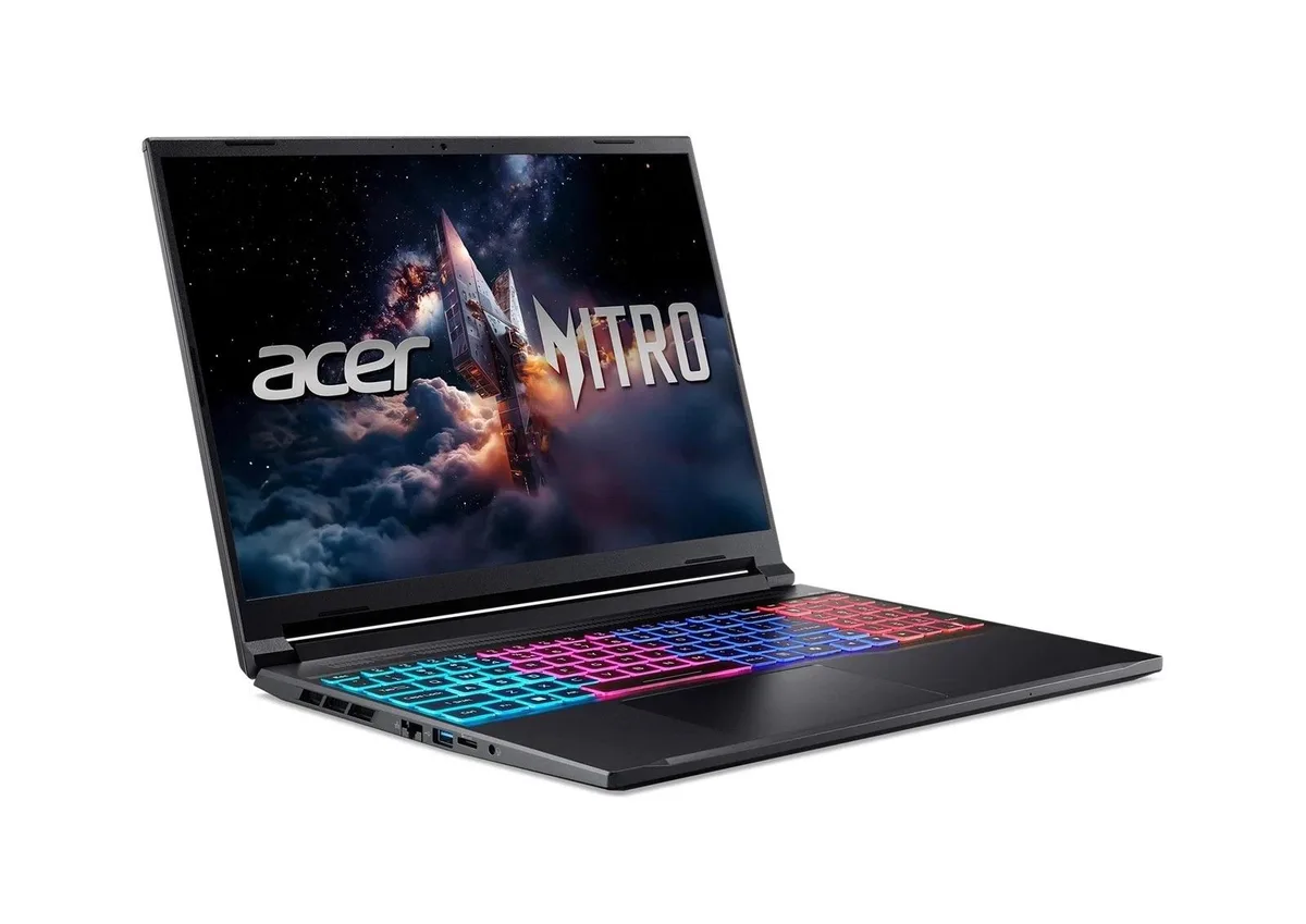 Slim 16 inch silver gaming laptop with thin bezels