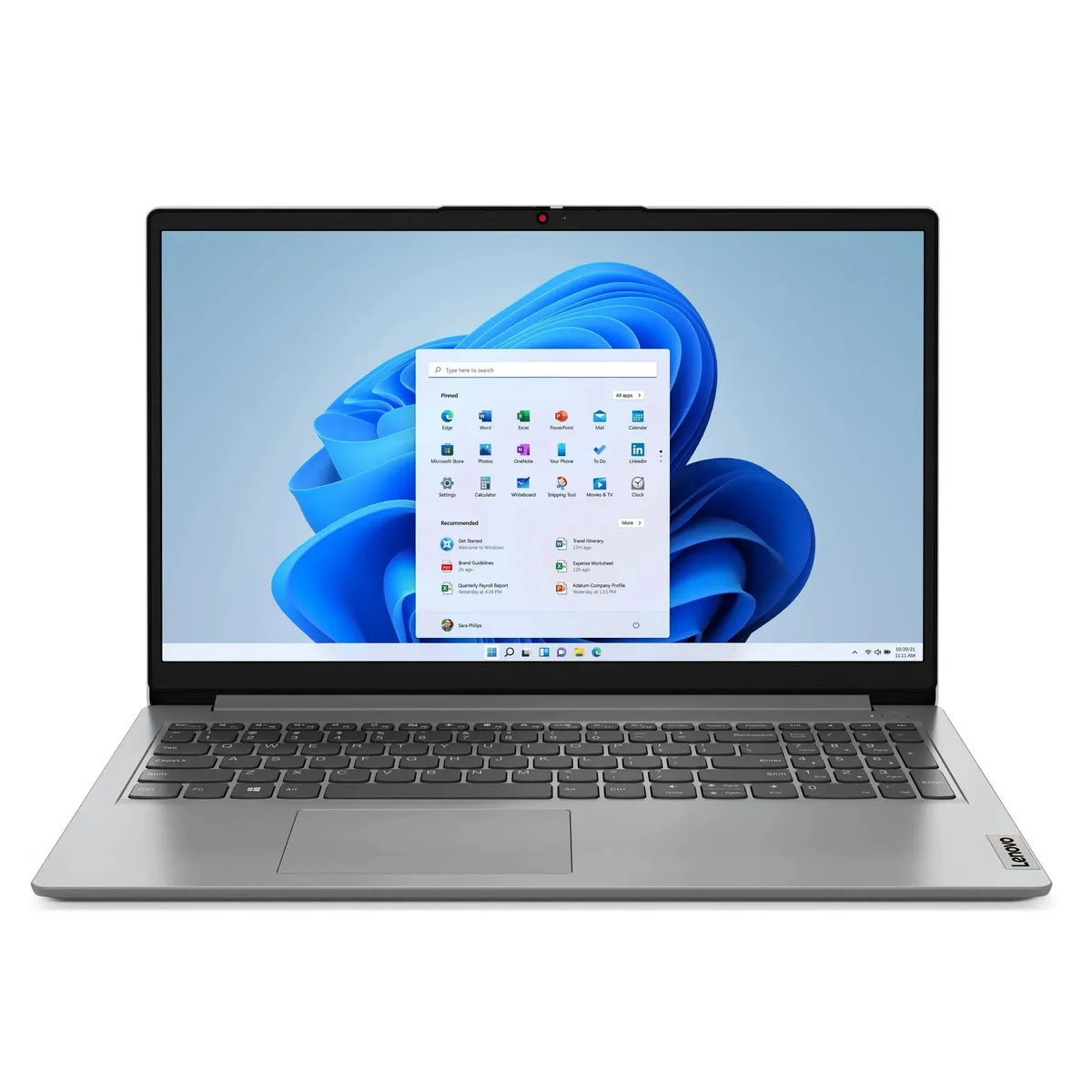 Grey 15.6-inch clamshell laptop with matte anti-glare screen and privacy webcam