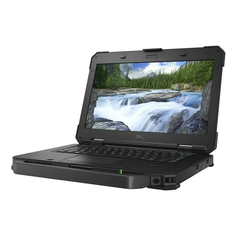 Rugged Dell Latitude 5420 laptop, 14.0 inch matte screen, dark grey magnesium chassis, reinforced corners, carry handle visible