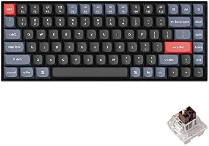Compact 75% mechanical keyboard with RGB backlight and brown switches