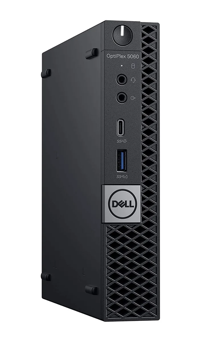 Small black micro tower desktop, compact rectangular shape with matte finish
