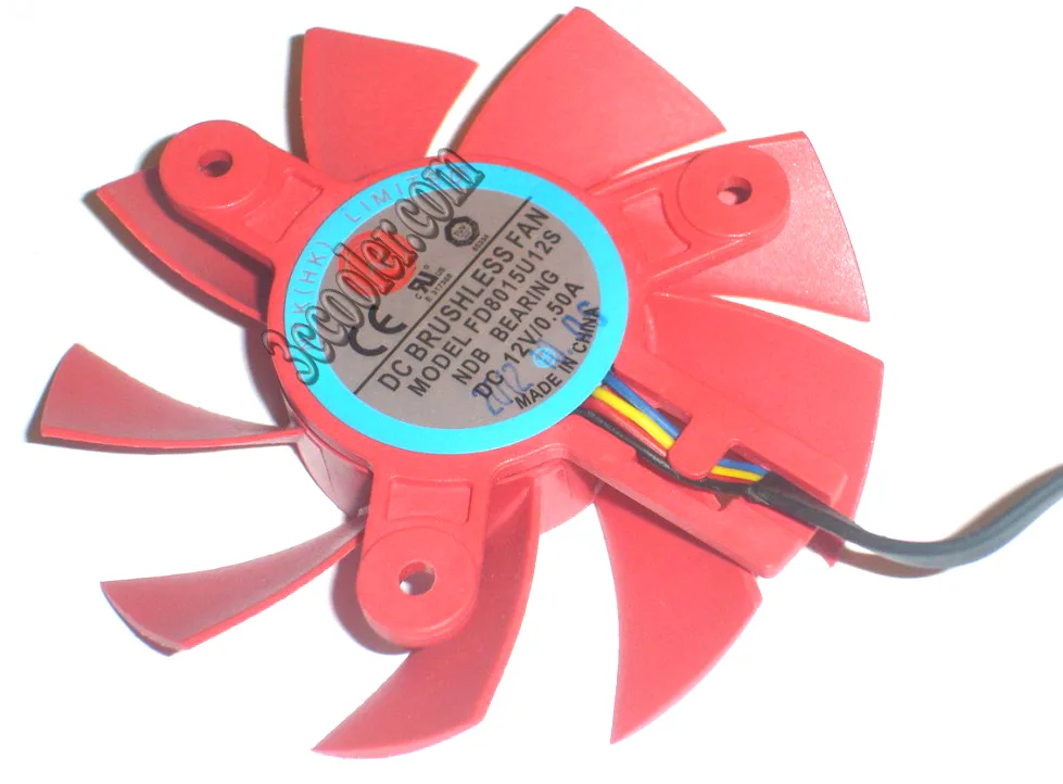 Red frameless 12V .5A 4-pin fan for HD7750 HD7770