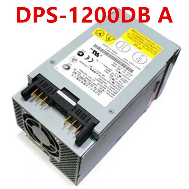 Rectangular ATX power supply unit with metal casing and rear fan grille