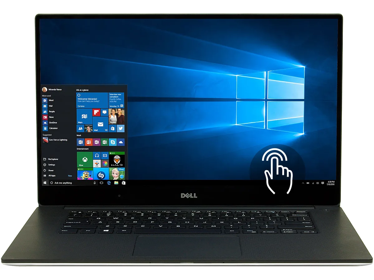 Gray Dell Precision 5510 mobile workstation, 15.6 inch UHD touchscreen, silver-grey chassis