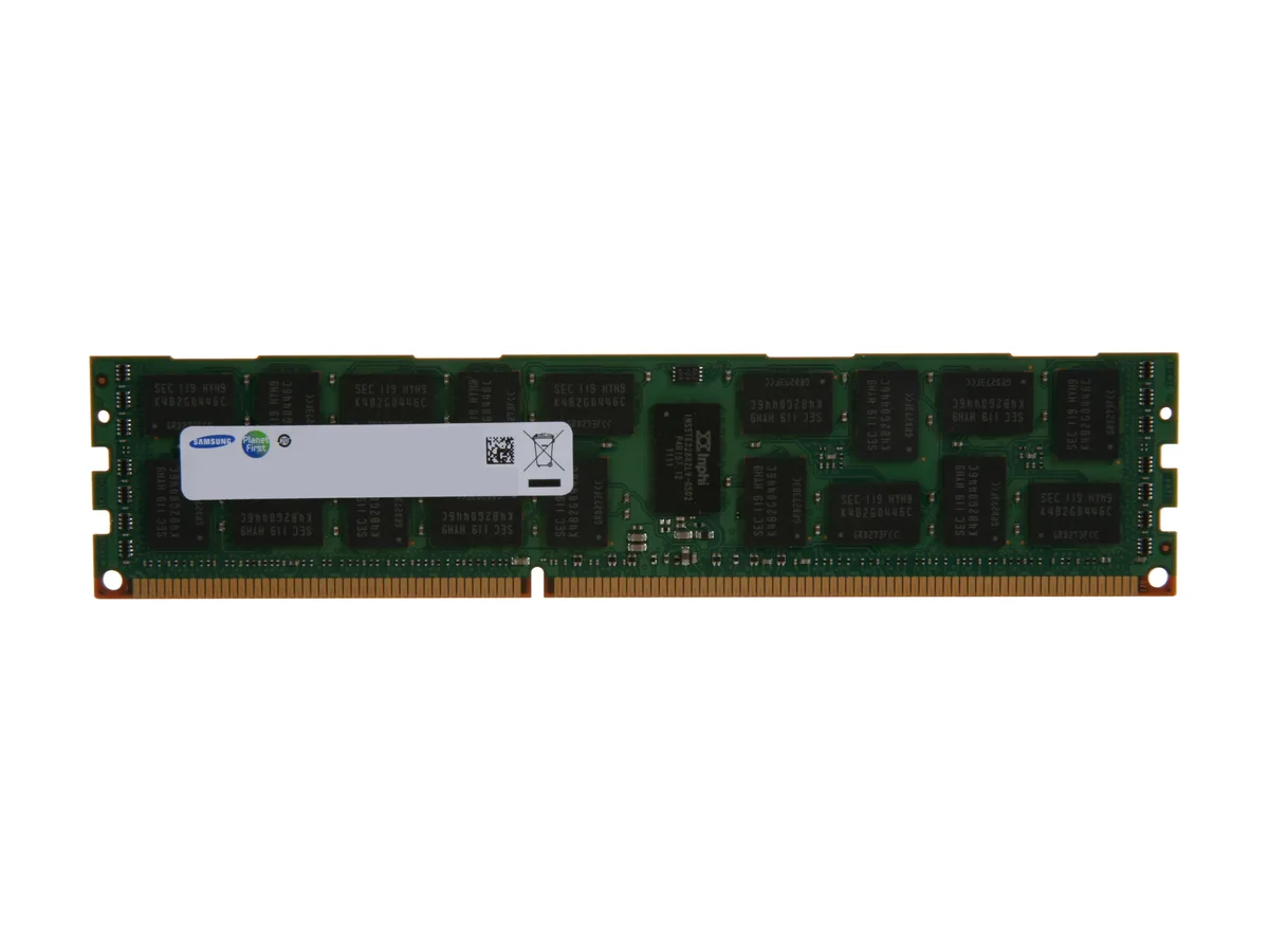 Green 240-pin DDR3 DIMM with black chips on both sides