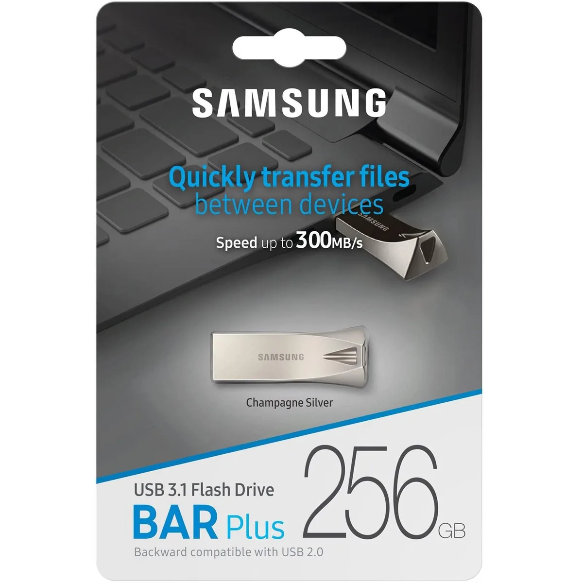 SAMSUNG SAMSUNG BAR Plus 256GB USB 3.1 Flash Drive Champagne Silver — 제품 사진