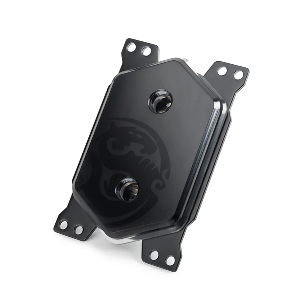 Square black CPU water block with digital RGB lighting, 115x75x16 mm, G1/4 threads