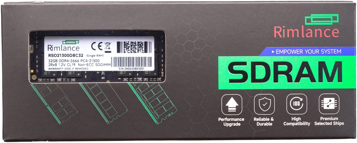 RIMLANCE RIMLANCE 32GB 1.2V DDR4 2666MHz PC4-21300 SODIMM 2RX8 laptop RAM — foto produk