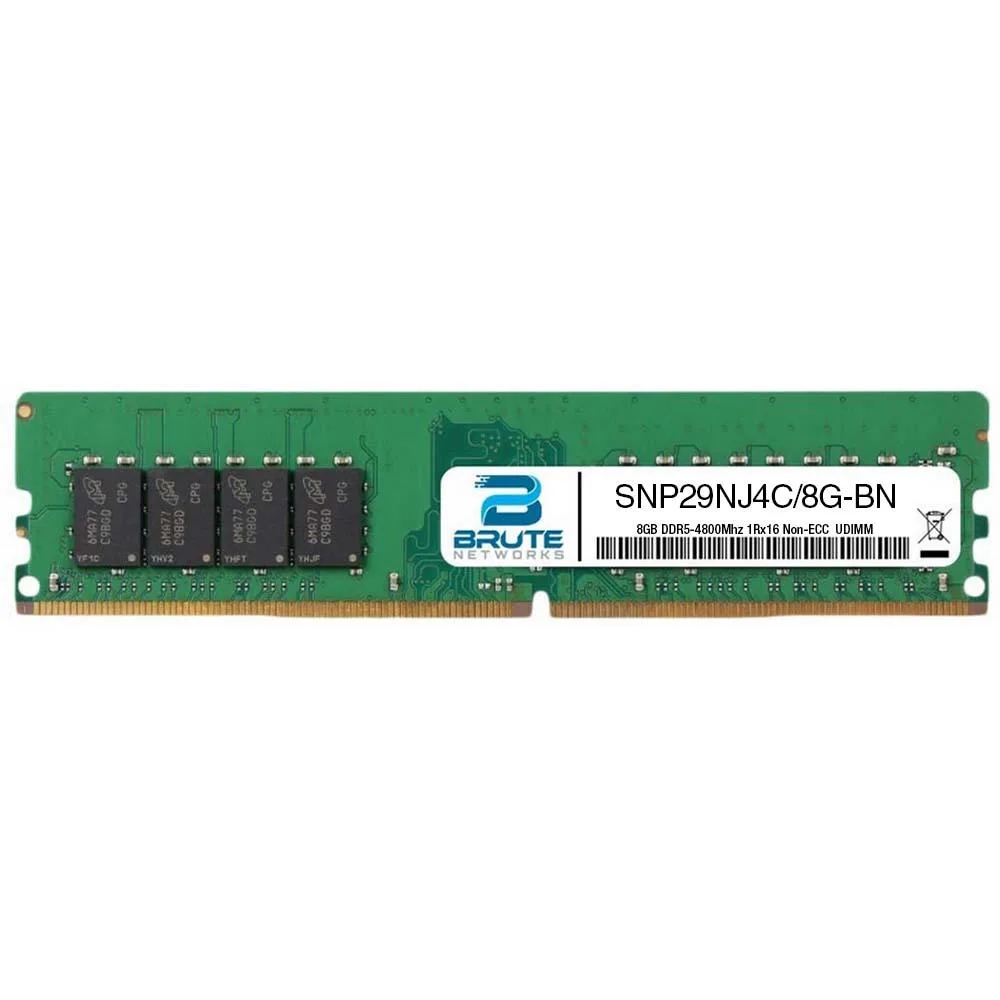 Green DDR5 UDIMM module with black chips and gold contacts