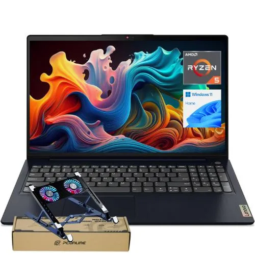 Blue 15.6 inch laptop with narrow bezel display and slim profile