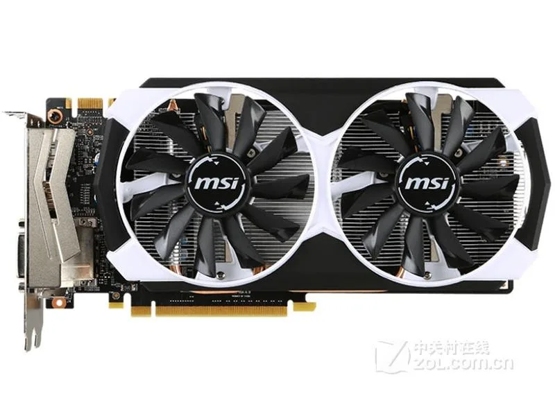 MSI GeForce GTX 960 graphics card with dual-fan cooler in black and grey finish