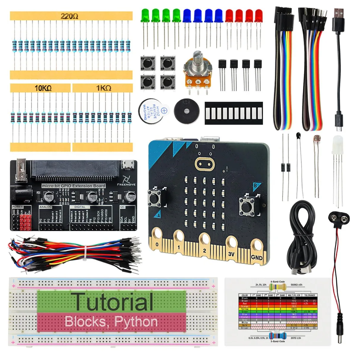KEHIPI KEHIPI Basic Starter Kit for BBC Micro:bit V2, 162 Items, 27 Projects — 商品写真