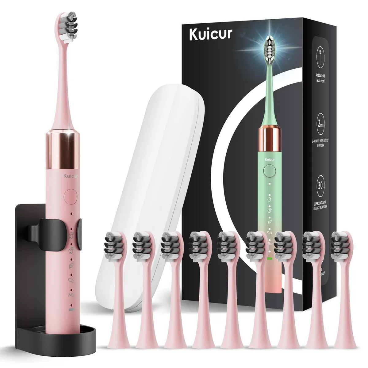  Waterpik Kuicur-Pink Sonic Toothbrush 10 Heads Pink — product photo