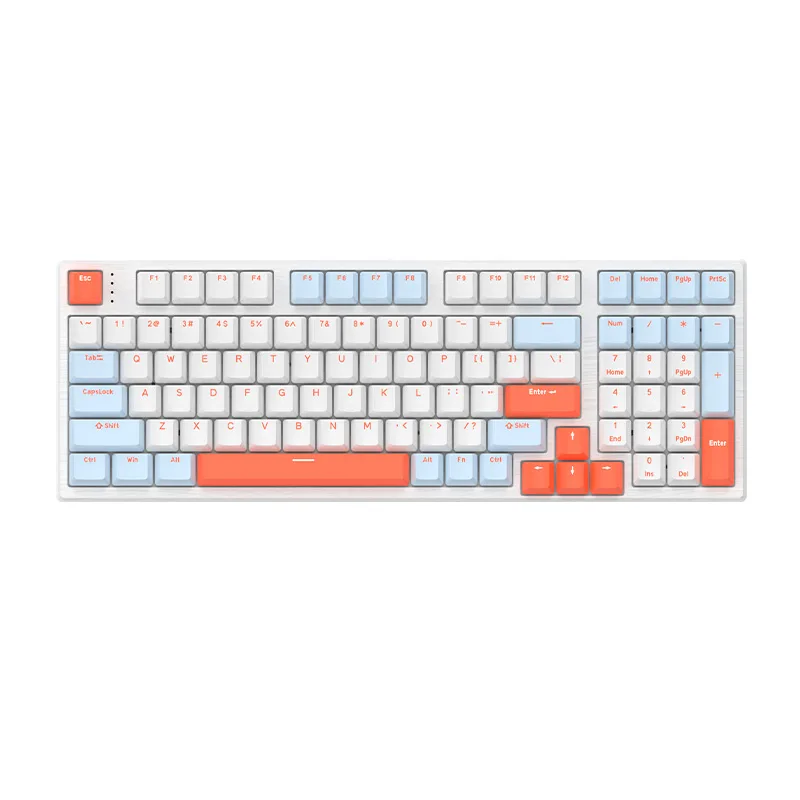White 98-key mechanical keyboard with double-shot PBT keycaps and RGB backlighting