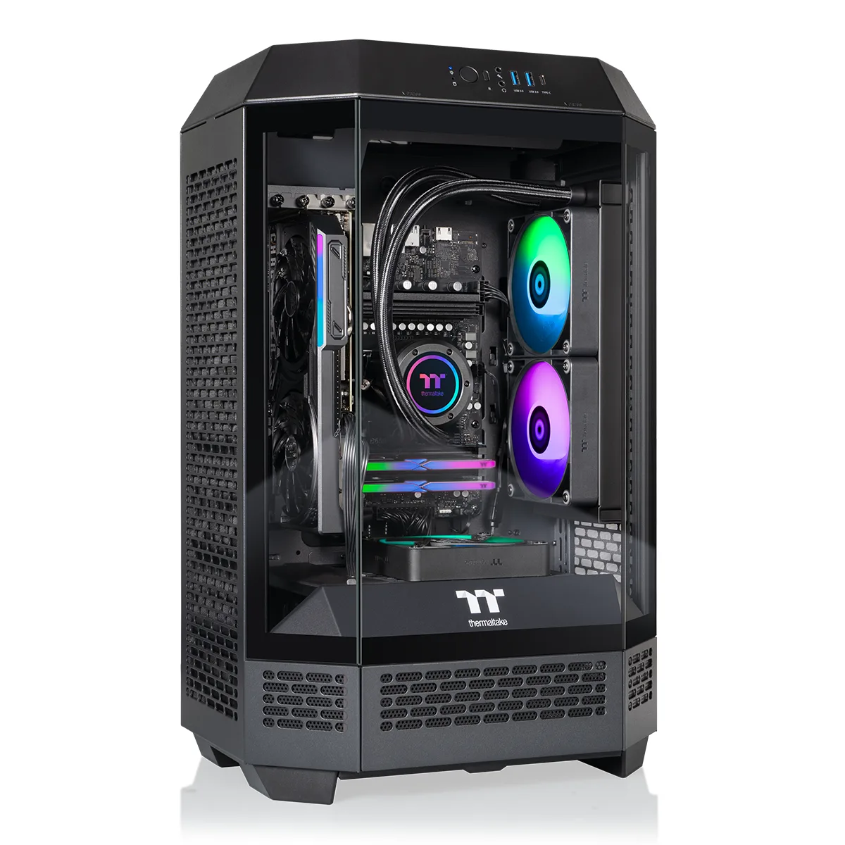 Thermaltake Thermaltake T3BK-B650-96X-LCS gaming PC Ryzen 7 8700F 32GB DDR5 1TB NVMe Radeon RX 9060 XT 16GB — photo du produit