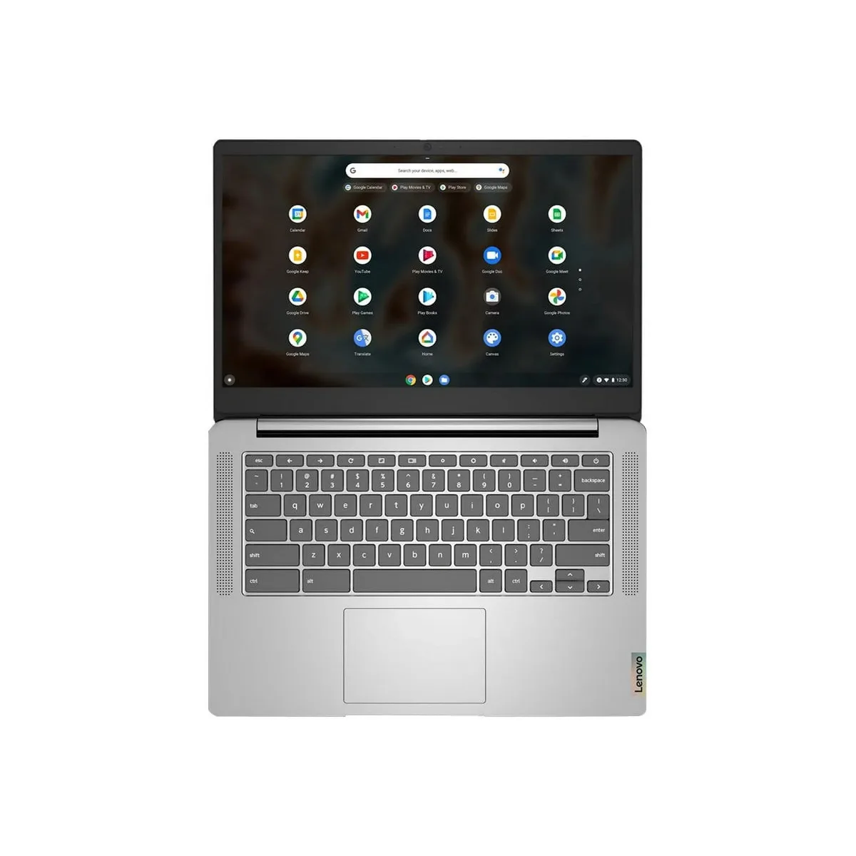 Silver Lenovo IdeaPad 3 Chromebook 14 inch laptop closed view